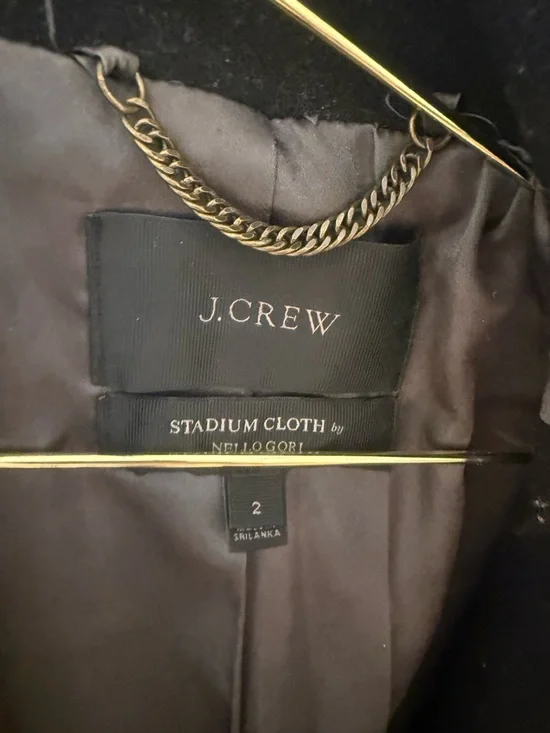 J. Crew Black Wool Zip-Front Coat with Gold Hardware - Picture 3 of 3